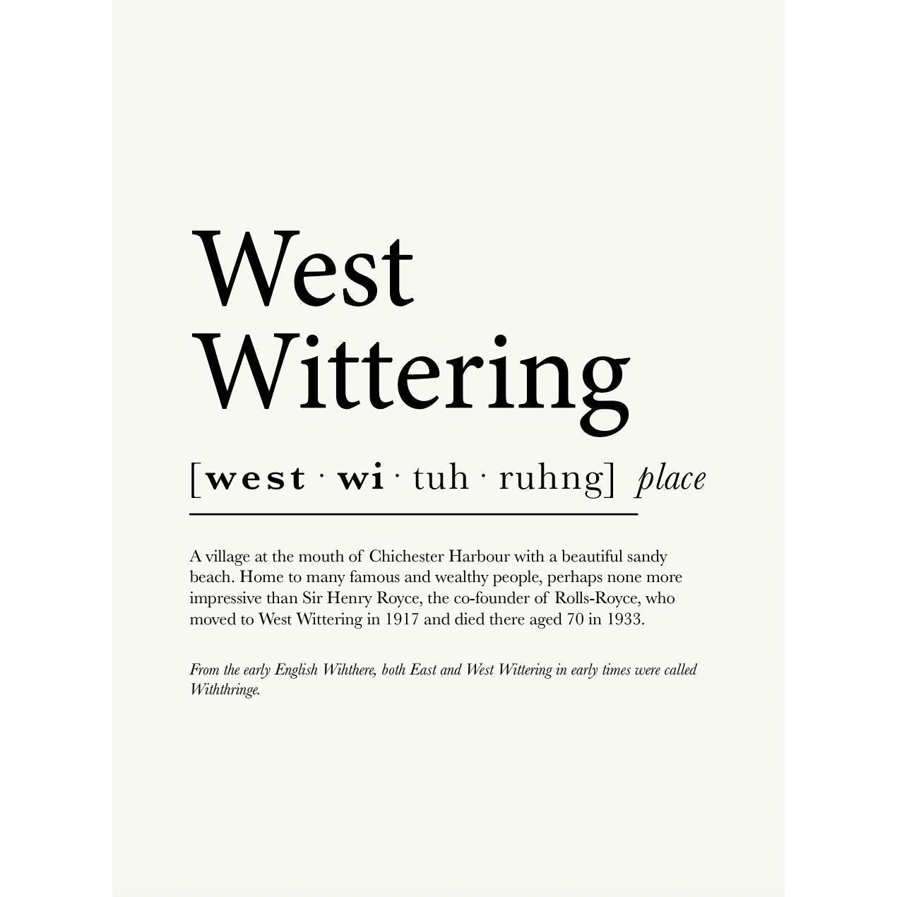 West Wittering Definition Typographic Print-SeaKisses