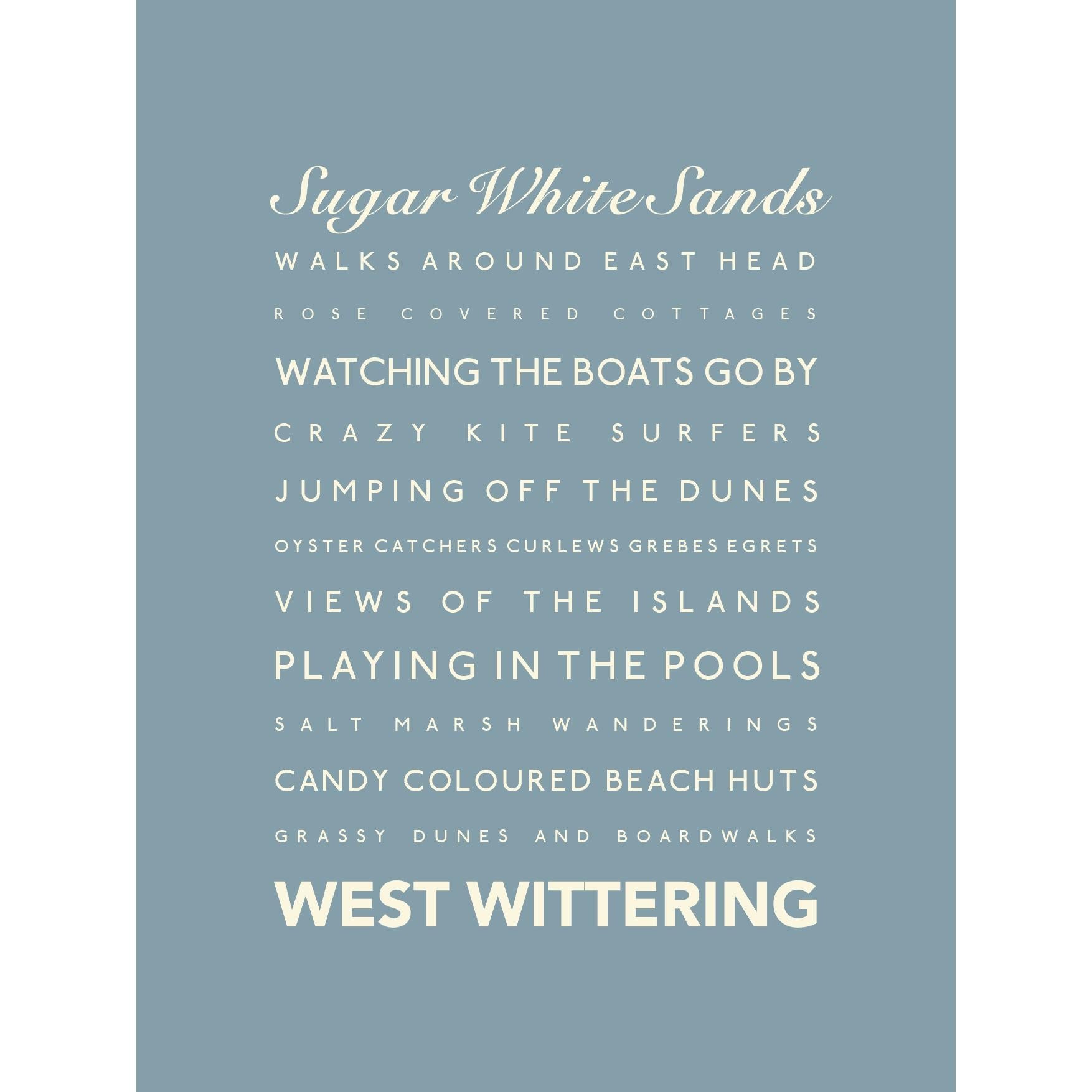 West Wittering Typographic Print-SeaKisses