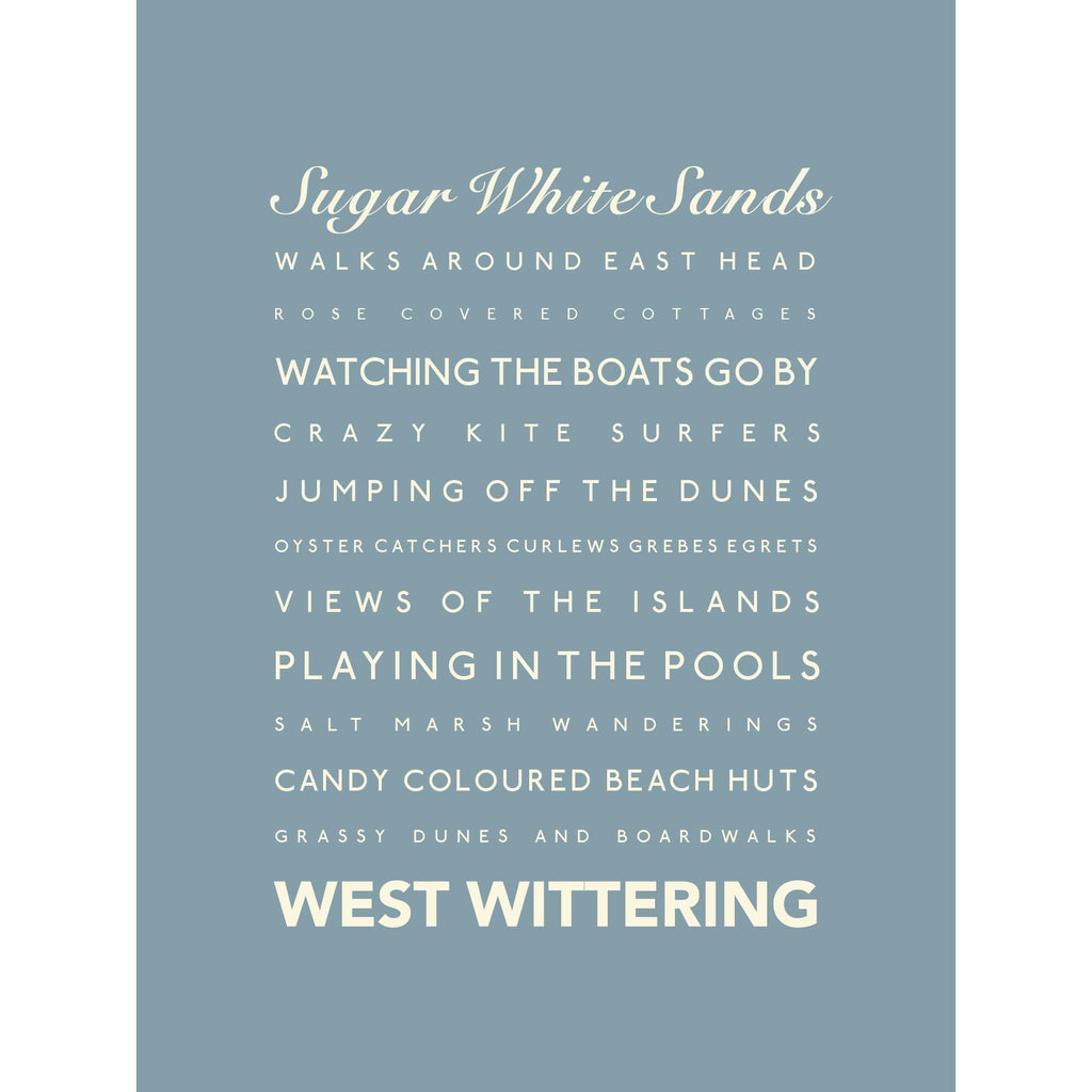 West Wittering Typographic Print- Coastal Wall Art /Poster-SeaKisses