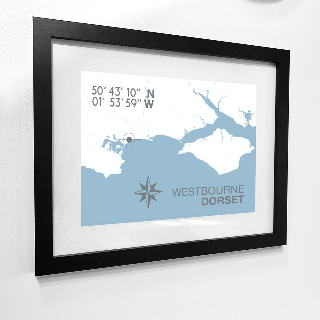 Westbourne Map Travel Print- Coastal Wall Art /Poster-SeaKisses