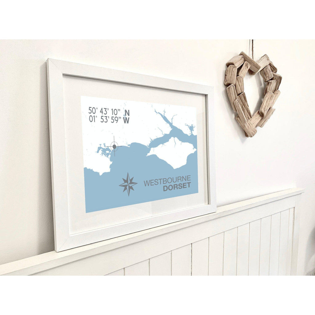 Westbourne Map Travel Print- Coastal Wall Art /Poster-SeaKisses