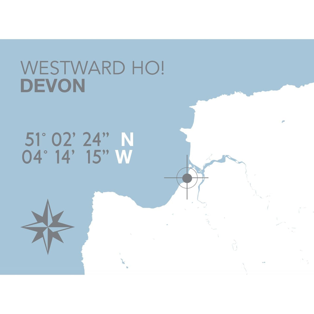 Westward Ho! Map Travel Print - Coastal Wall Art /Poster-SeaKisses