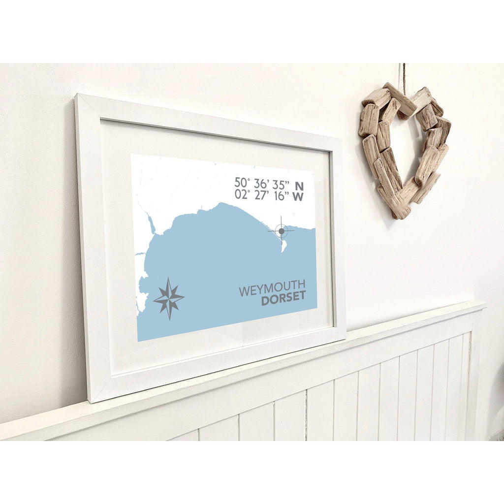 Weymouth Coastal Map Print-SeaKisses