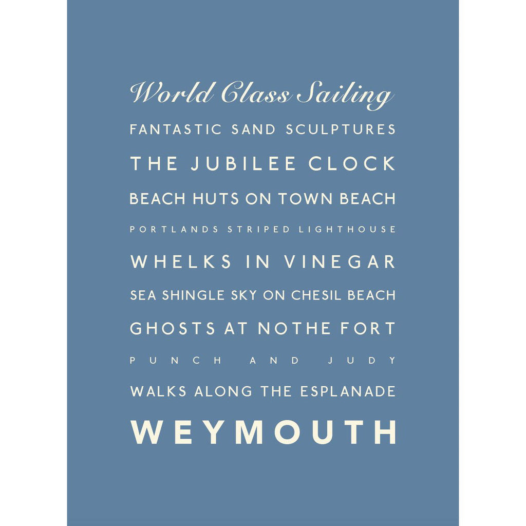 Weymouth Typographic Travel Print- Coastal Wall Art /Poster-SeaKisses