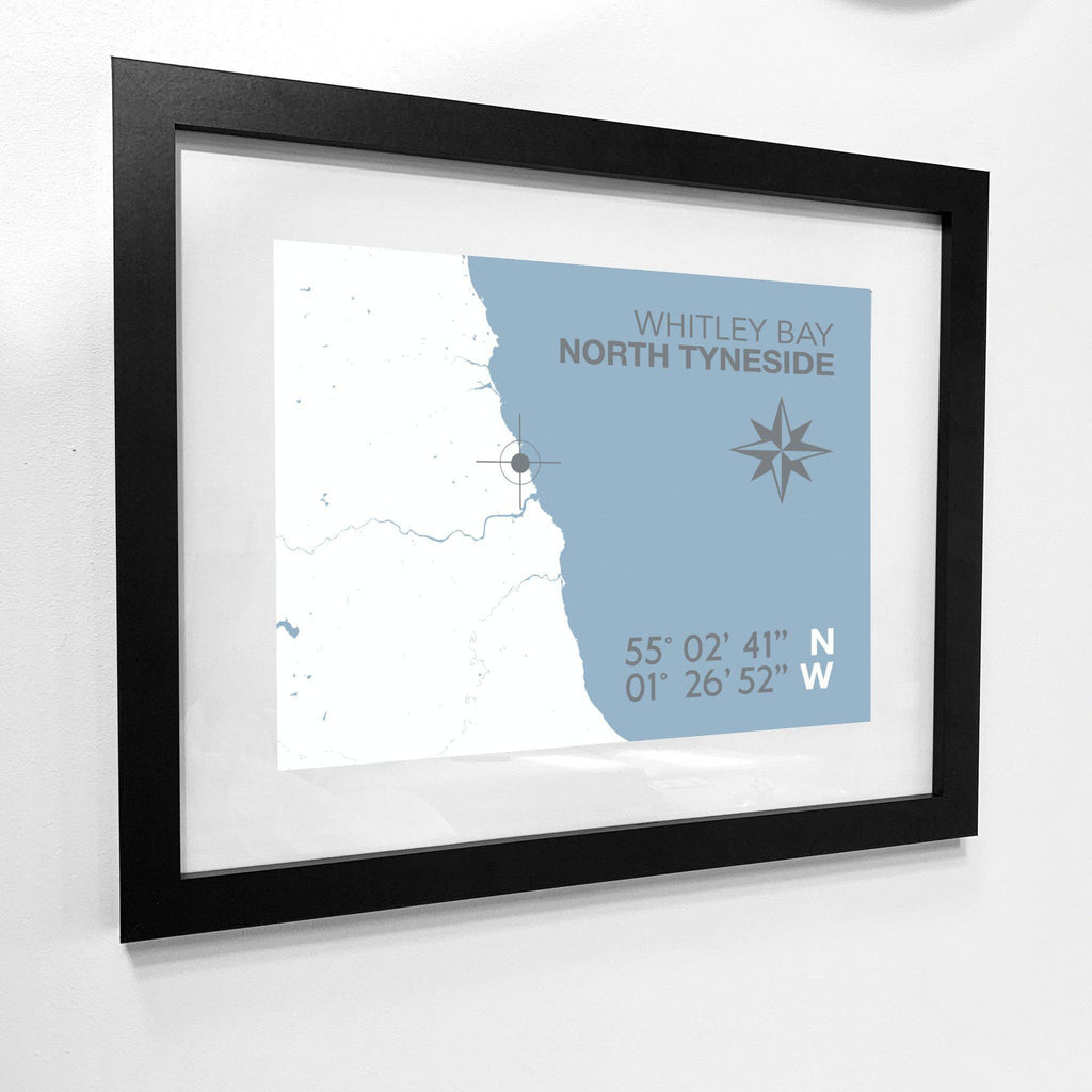 Whitley Bay Map Travel Print- Coastal Wall Art /Poster-SeaKisses