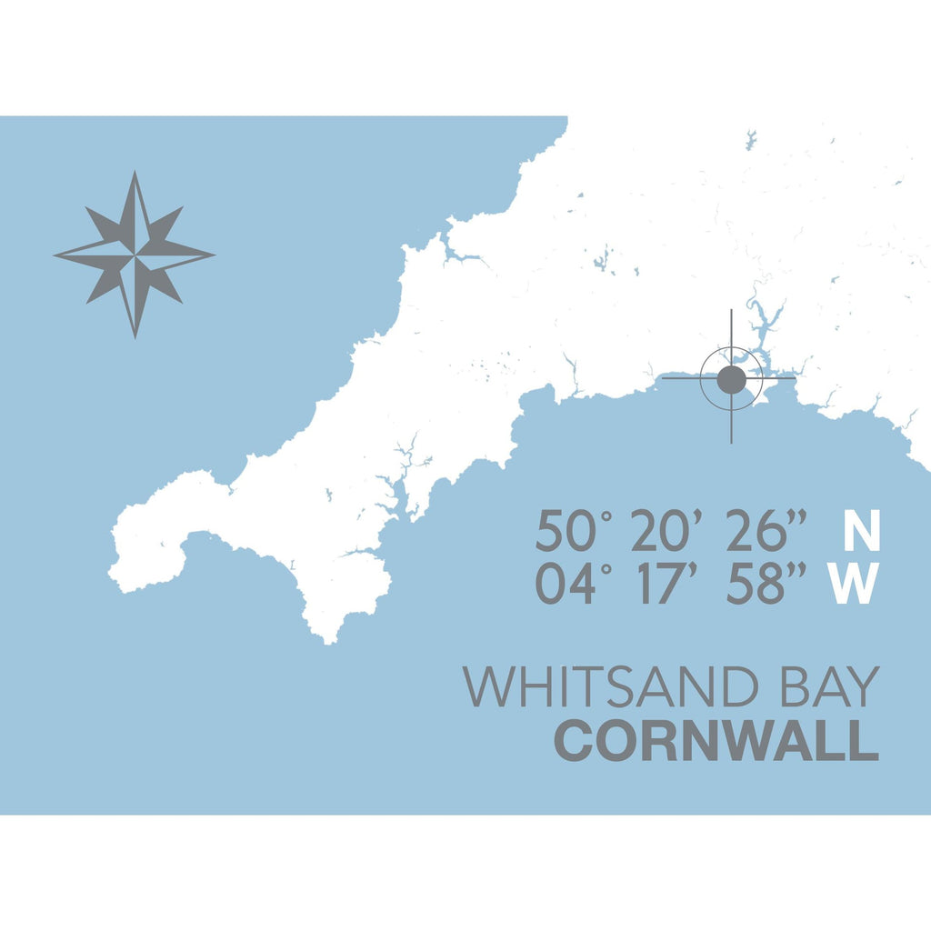 Whitsand Bay Map Travel Print- Coastal Wall Art /Poster-SeaKisses