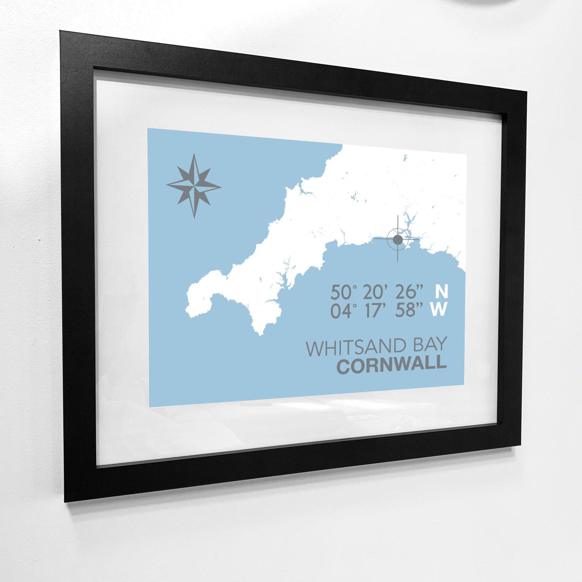 Whitsand Bay Coastal Map Print-SeaKisses