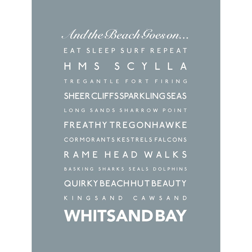 Whitsand Bay Typographic Print-SeaKisses