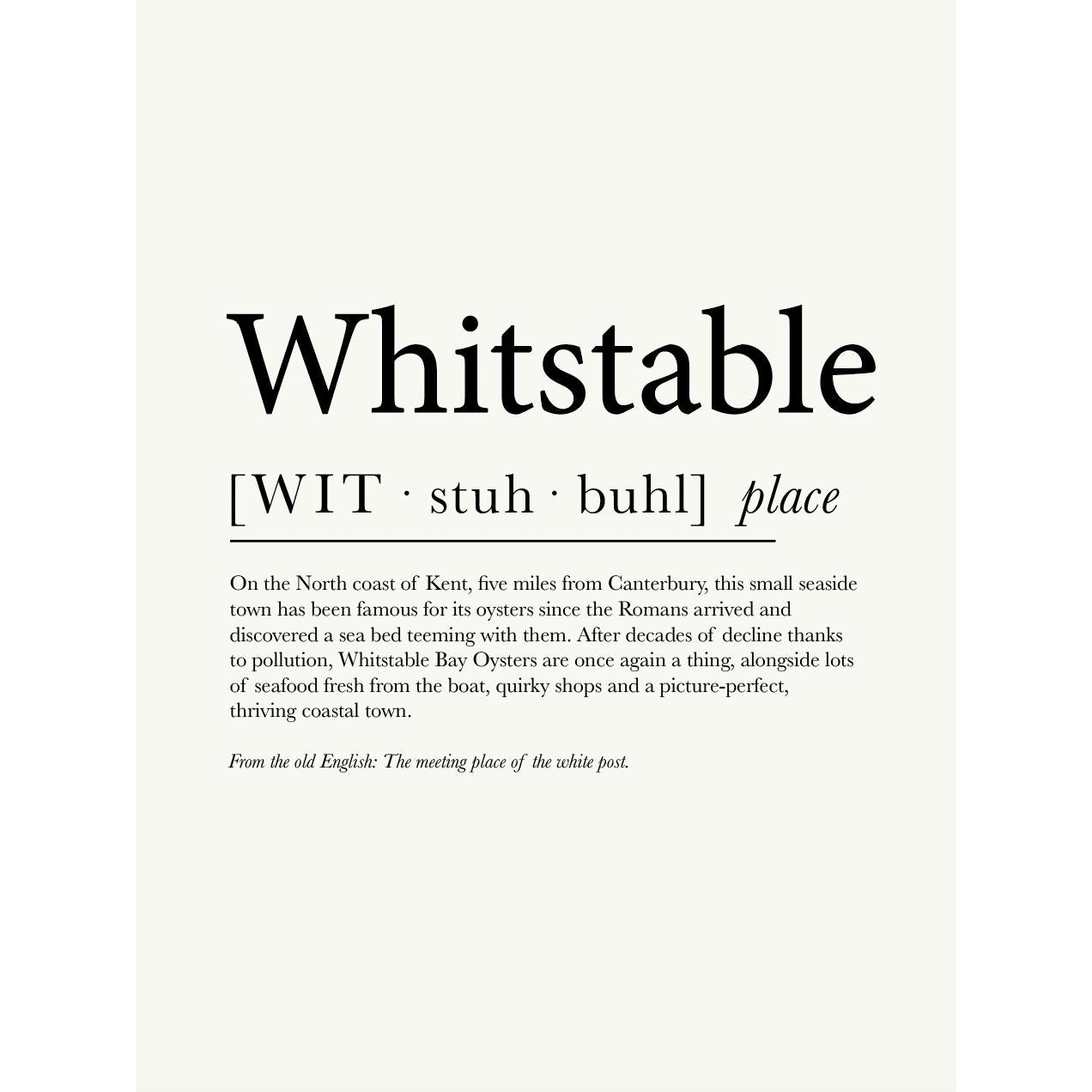 Whitstable Definition Typographic Print-SeaKisses