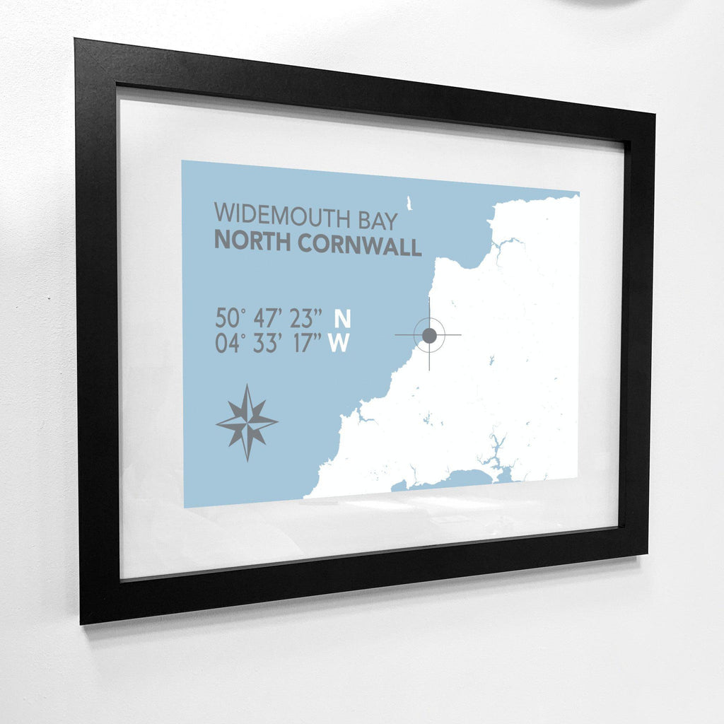 Widemouth Bay Coastal Map Print-SeaKisses