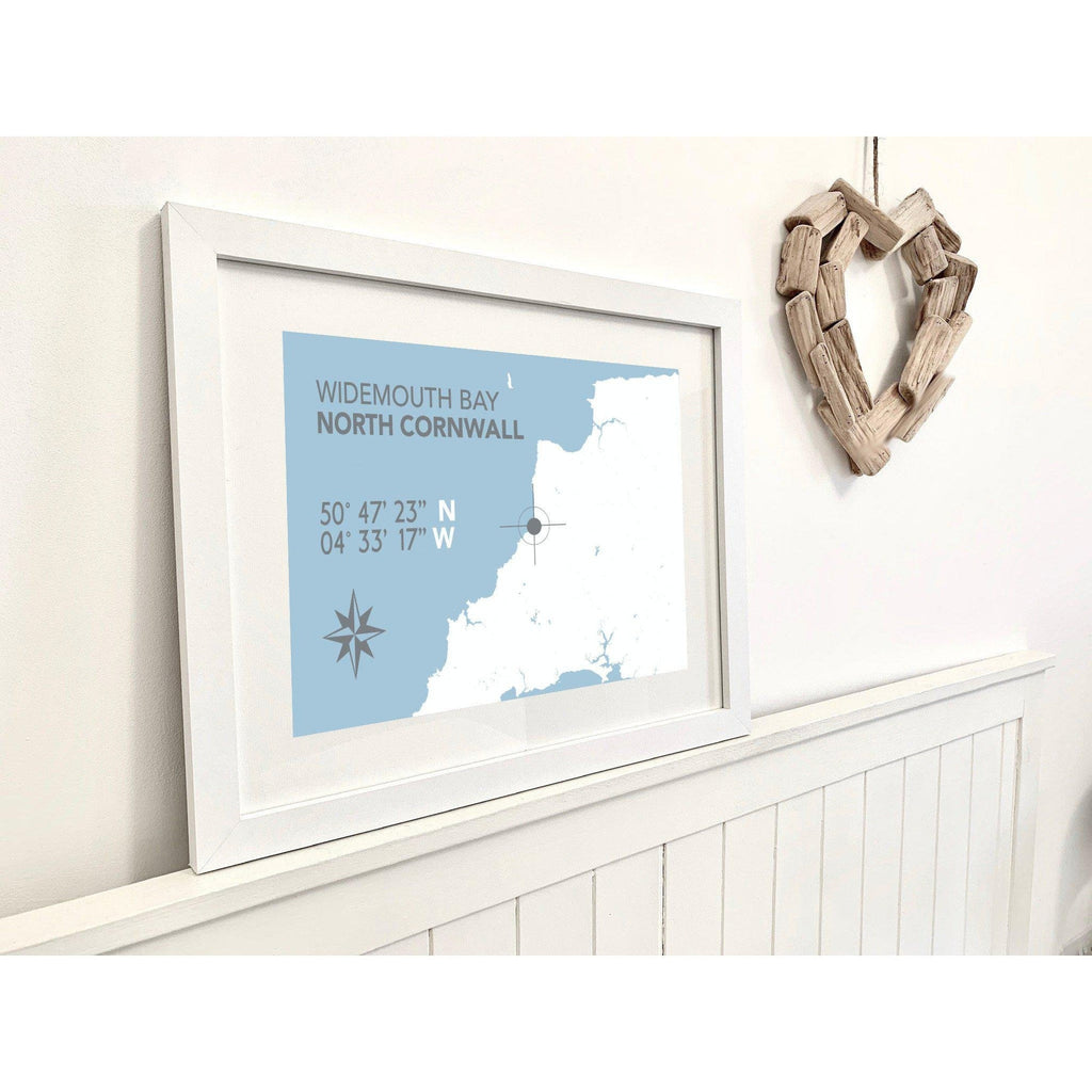Widemouth Bay Map Travel Print- Coastal Wall Art /Poster-SeaKisses