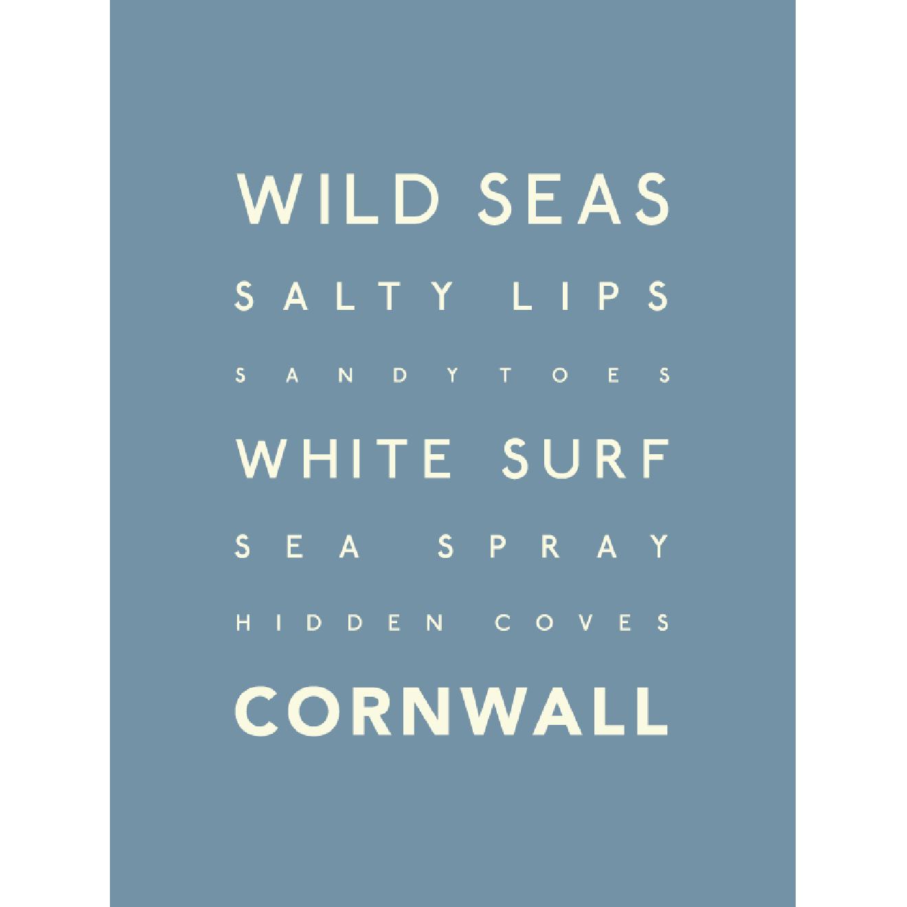 Wild Seas Cornwall Typographic Print-SeaKisses