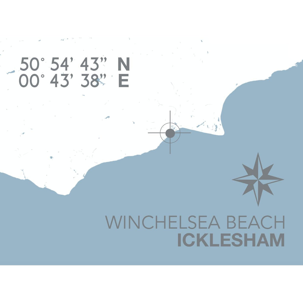 Winchelsea Beach Coastal Map Print-SeaKisses