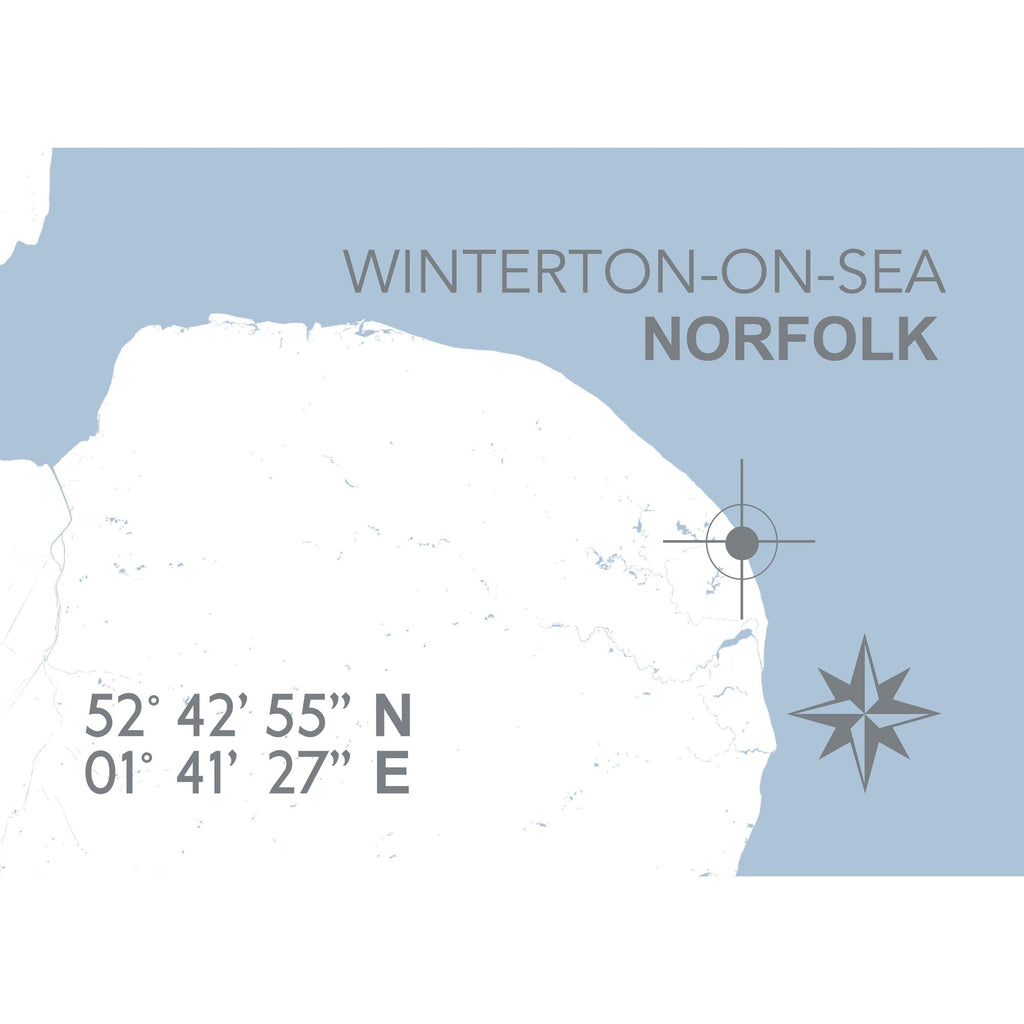 Winterton-on-Sea Map Travel Print- Coastal Wall Art /Poster-SeaKisses