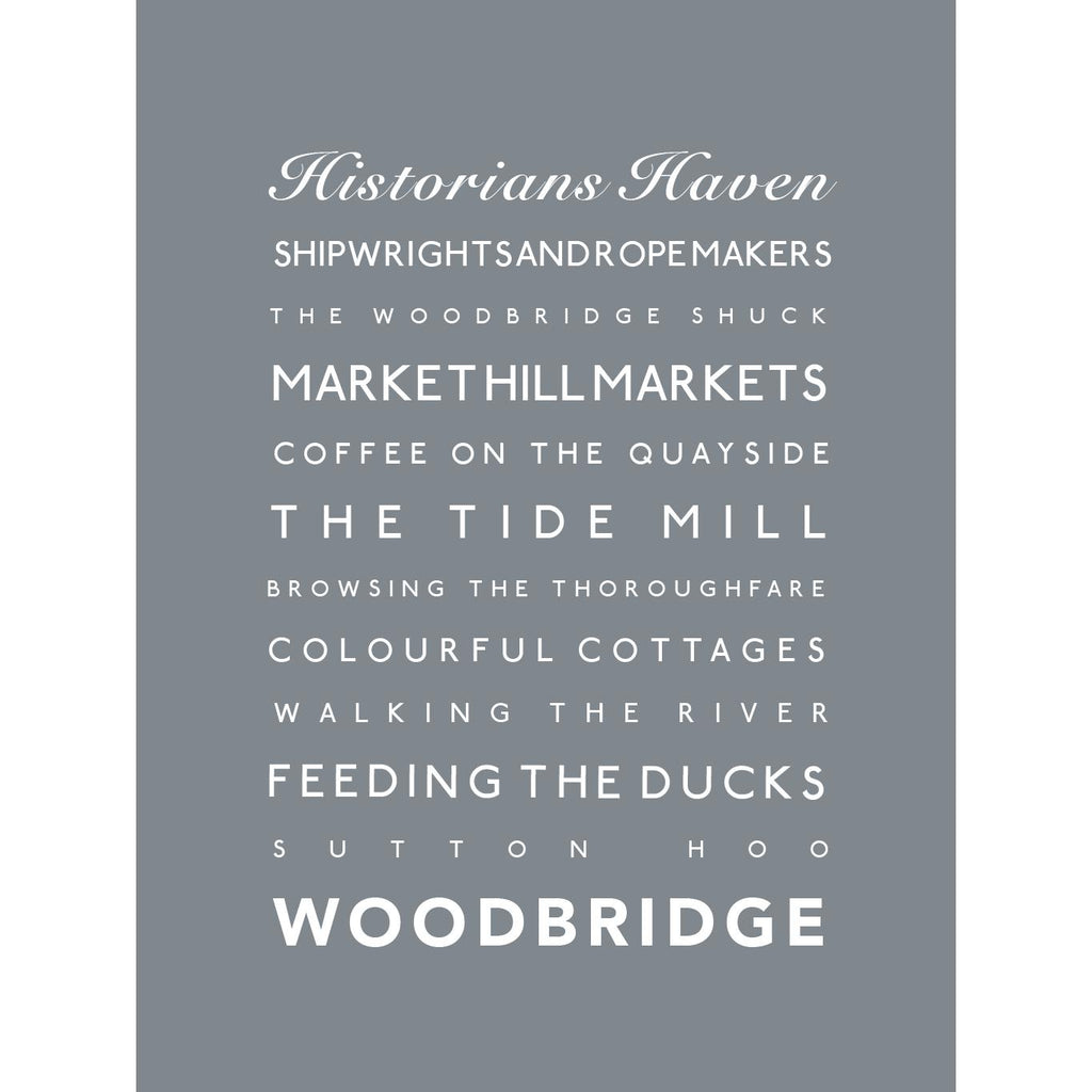 Woodbridge Typographic Travel Print- Coastal Wall Art /Poster-SeaKisses