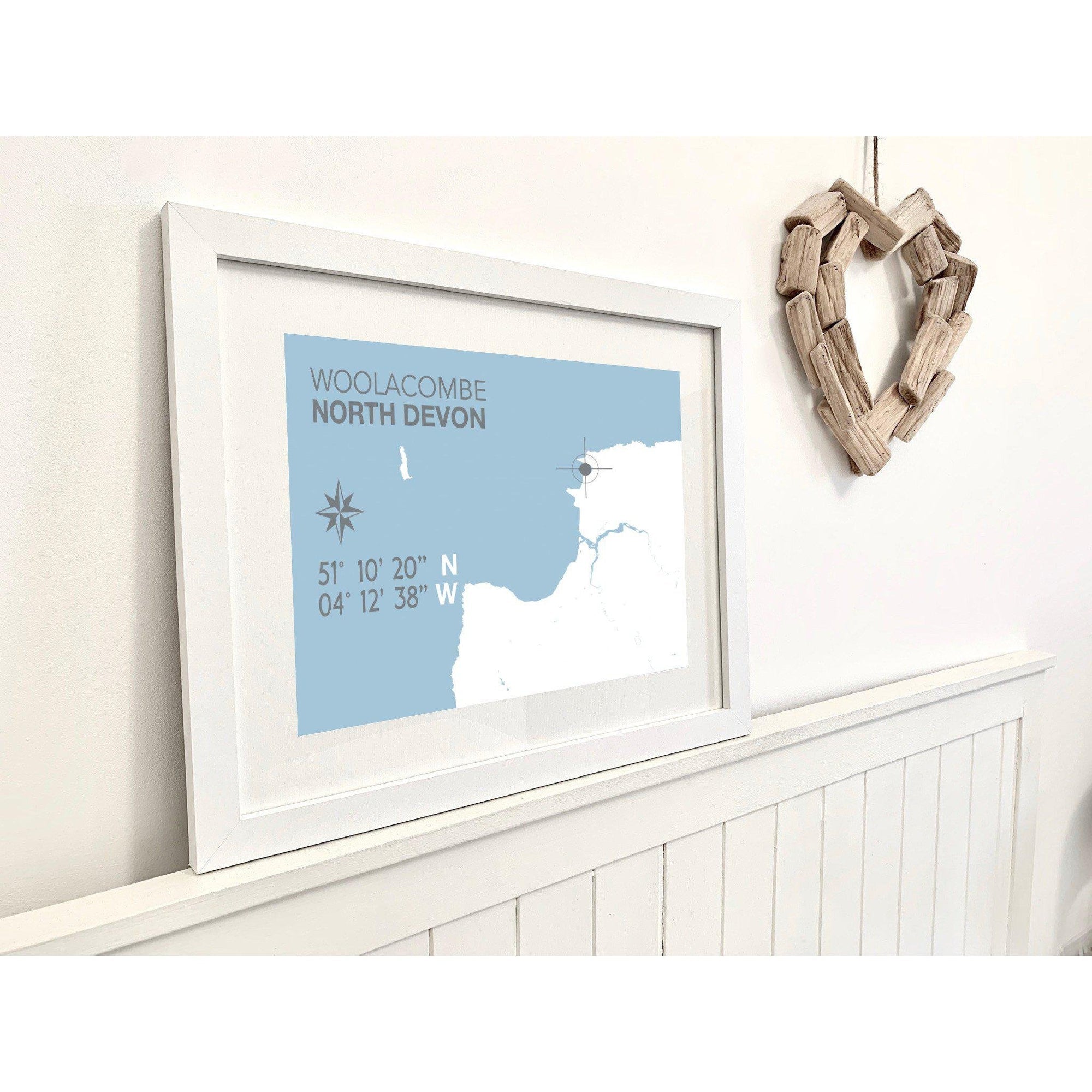 Woolacombe Coastal Map Print-SeaKisses