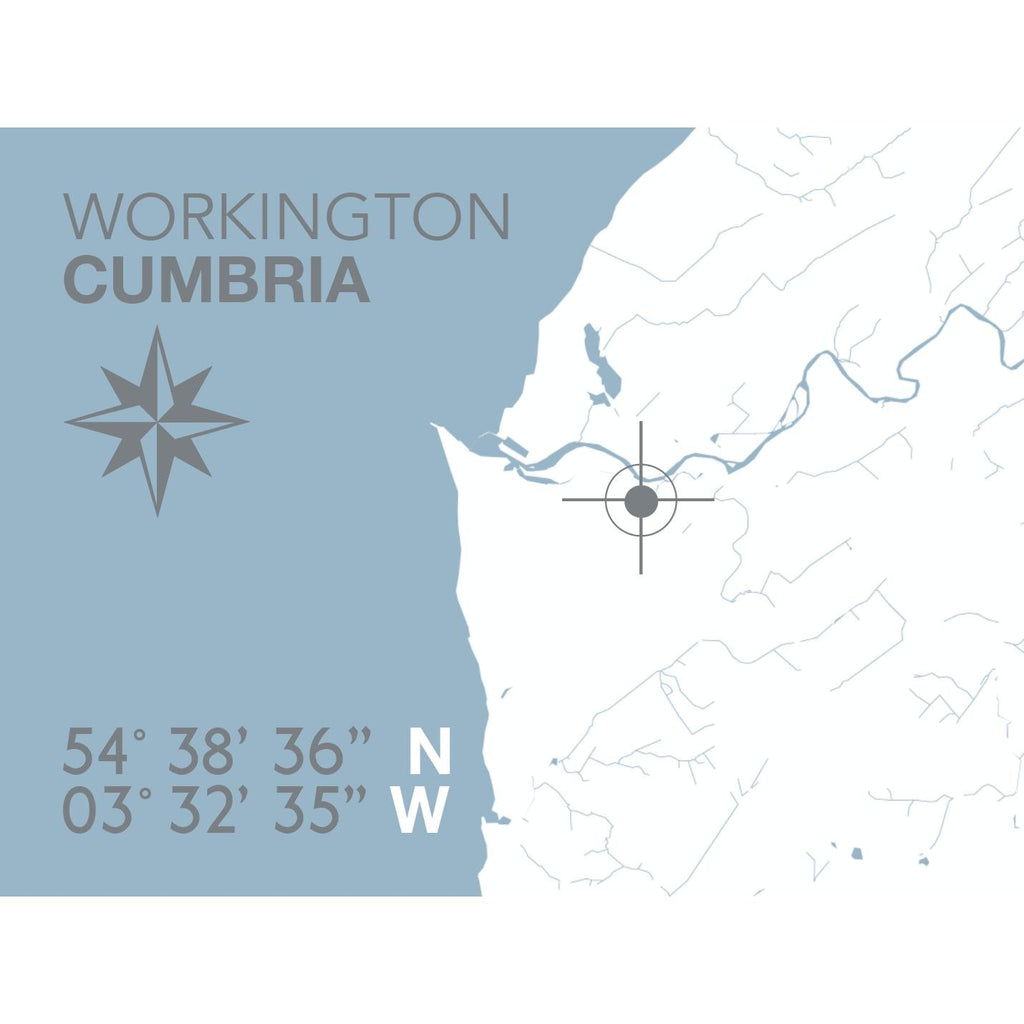 Workington Coastal Map Print-SeaKisses