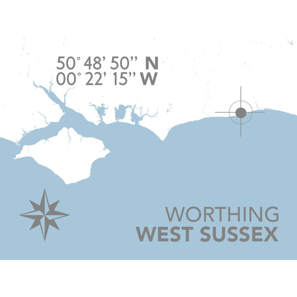Worthing Coastal Map Print-SeaKisses