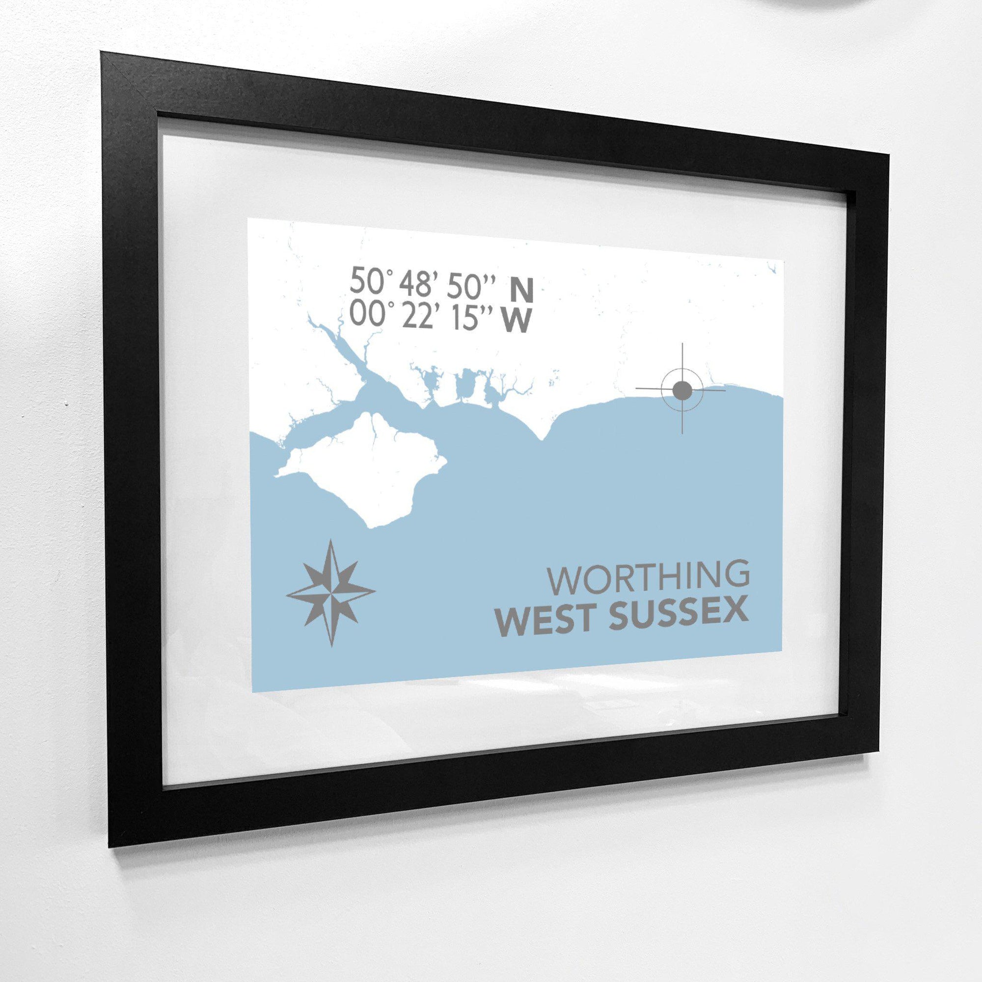 Worthing Coastal Map Print-SeaKisses